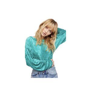 Free People We the Free Milan Sea Green Velvet Women’s Top Size Medium